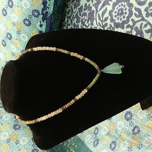 Boho genuine turquoise and silver necklace
